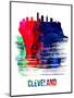 Cleveland Skyline Brush Stroke - Watercolor-NaxArt-Mounted Art Print