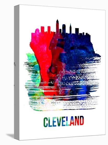 Cleveland Skyline Brush Stroke - Watercolor-NaxArt-Stretched Canvas