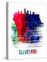 Cleveland Skyline Brush Stroke - Watercolor-NaxArt-Stretched Canvas