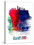 Cleveland Skyline Brush Stroke - Watercolor-NaxArt-Stretched Canvas