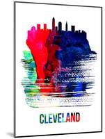 Cleveland Skyline Brush Stroke - Watercolor-NaxArt-Mounted Art Print