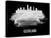 Cleveland Skyline Brush Stroke - White-NaxArt-Stretched Canvas