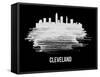 Cleveland Skyline Brush Stroke - White-NaxArt-Framed Stretched Canvas