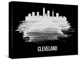 Cleveland Skyline Brush Stroke - White-NaxArt-Stretched Canvas