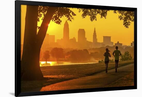 Cleveland skyline from Edgewater Park  at sunrise, Ohio, USA.-Richard T Nowitz-Framed Photographic Print