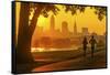 Cleveland skyline from Edgewater Park  at sunrise, Ohio, USA.-Richard T Nowitz-Framed Stretched Canvas