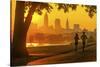 Cleveland skyline from Edgewater Park  at sunrise, Ohio, USA.-Richard T Nowitz-Stretched Canvas