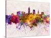 Cleveland Skyline in Watercolor Background-paulrommer-Stretched Canvas