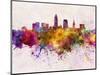 Cleveland Skyline in Watercolor Background-paulrommer-Mounted Art Print