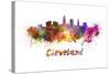 Cleveland Skyline in Watercolor-paulrommer-Stretched Canvas