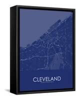 Cleveland, United States of America Blue Map-null-Framed Stretched Canvas