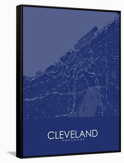 Cleveland, United States of America Blue Map-null-Framed Stretched Canvas