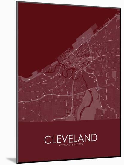 Cleveland, United States of America Red Map-null-Mounted Poster