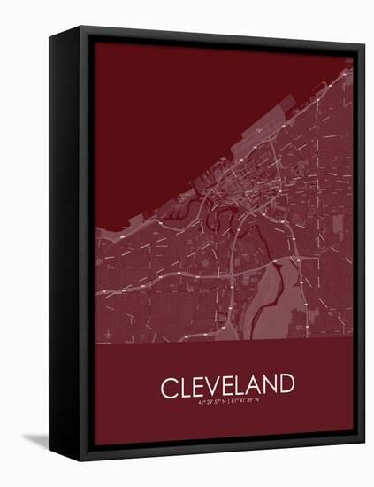 Cleveland, United States of America Red Map-null-Framed Stretched Canvas