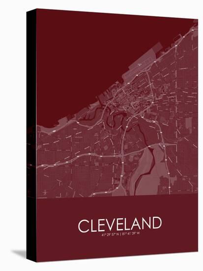 Cleveland, United States of America Red Map-null-Stretched Canvas