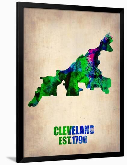 Cleveland Watercolor Map-NaxArt-Framed Art Print