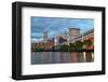 Cleveland with River & Bridge-null-Framed Art Print