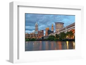 Cleveland with River & Bridge-null-Framed Art Print