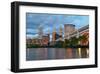 Cleveland with River & Bridge-null-Framed Art Print
