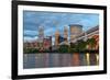 Cleveland with River & Bridge-null-Framed Art Print