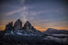 The Milky Way with its Stars Appear in a Summer Night on the Three Peaks of Lavaredo. Dolomites-ClickAlps-Framed Photographic Print