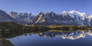 The Mont Blanc Mountain Range Reflected in the Waters of Lac De Chesery at Sunrise-ClickAlps-Photographic Print