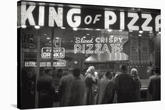 Clients of the Pizzeria 'King of Pizza'-Mario de Biasi-Stretched Canvas