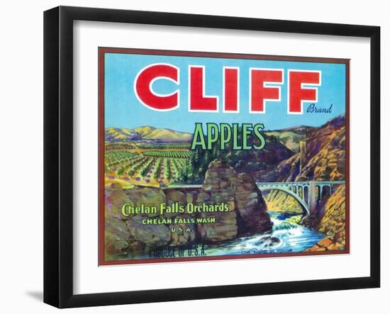 Cliff Apple Label - Chelan Falls, WA-Lantern Press-Framed Art Print