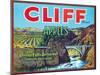 Cliff Apple Label - Chelan Falls, WA-Lantern Press-Mounted Art Print