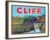 Cliff Apple Label - Chelan Falls, WA-Lantern Press-Framed Art Print