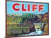Cliff Apple Label - Chelan Falls, WA-Lantern Press-Mounted Art Print