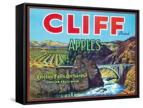 Cliff Apple Label - Chelan Falls, WA-Lantern Press-Framed Stretched Canvas