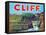 Cliff Apple Label - Chelan Falls, WA-Lantern Press-Framed Stretched Canvas