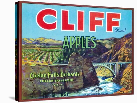 Cliff Apple Label - Chelan Falls, WA-Lantern Press-Stretched Canvas