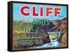 Cliff Apple Label - Chelan Falls, WA-Lantern Press-Framed Stretched Canvas