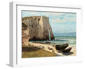 Cliff at Etretat after the Storm-Gustave Courbet-Framed Art Print