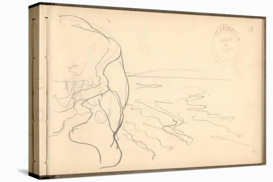 Cliff at Varengeville (Pencil on Paper)-Claude Monet-Stretched Canvas
