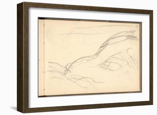 Cliff Below Dieppe (Pencil on Paper)-Claude Monet-Framed Giclee Print