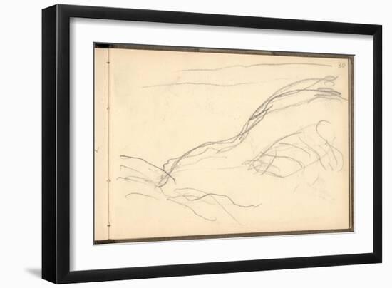 Cliff Below Dieppe (Pencil on Paper)-Claude Monet-Framed Giclee Print