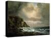 Cliff by the Sea, 1863, by Luigi Riccardi (1808-1877), Italy, 19th Century-null-Stretched Canvas