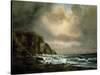 Cliff by the Sea, 1863, by Luigi Riccardi (1808-1877), Italy, 19th Century-null-Stretched Canvas