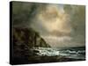 Cliff by the Sea, 1863, by Luigi Riccardi (1808-1877), Italy, 19th Century-null-Stretched Canvas