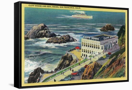 Cliff House and Seal Rocks - San Francisco, CA-Lantern Press-Framed Stretched Canvas