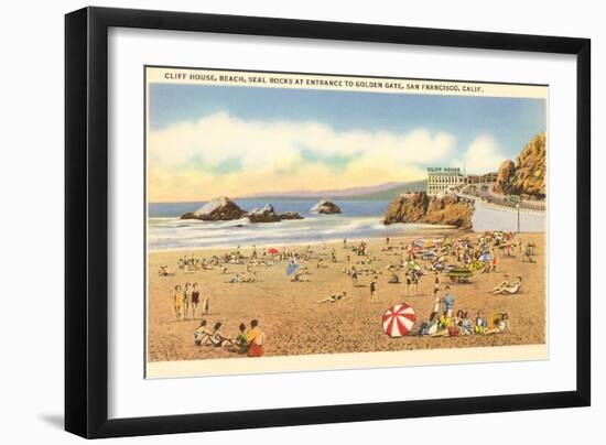 Cliff House Beach, Seal Rocks, San Francisco, California-null-Framed Art Print