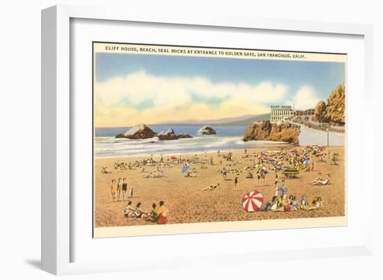 Cliff House Beach, Seal Rocks, San Francisco, California-null-Framed Art Print