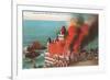 Cliff House in Flames, San Francisco, California-null-Framed Art Print