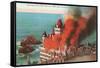 Cliff House in Flames, San Francisco, California-null-Framed Stretched Canvas