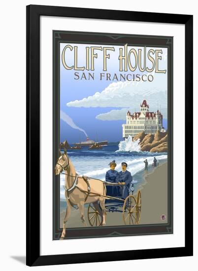 Cliff House, San Francisco, California-Lantern Press-Framed Art Print