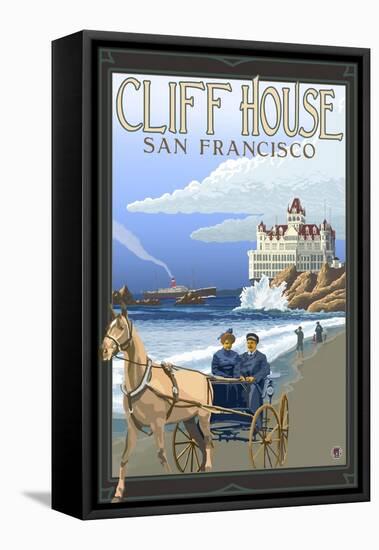 Cliff House, San Francisco, California-Lantern Press-Framed Stretched Canvas