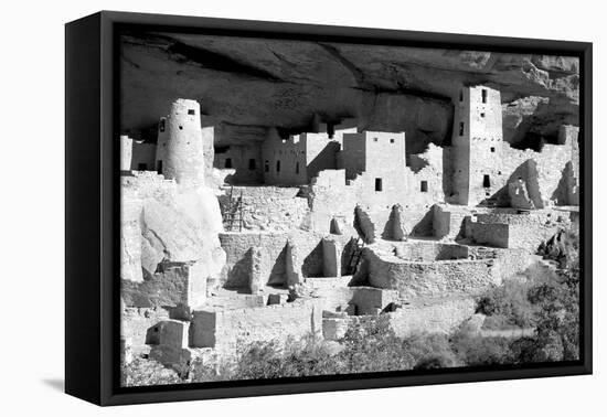 Cliff Palace at Mesa Verde BW-Douglas Taylor-Framed Stretched Canvas